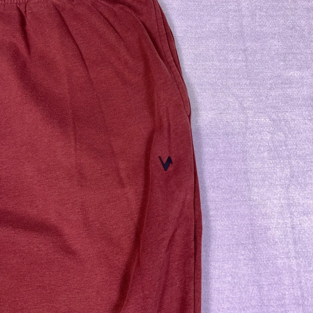 Vively Fleece Joggers Elastic Waist Mid Rise Sweatpants Mens Large Maroon Cotton